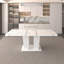 Table de salle à manger extensible pour 6-10 - faux marbre blanc avec base à double piédestal