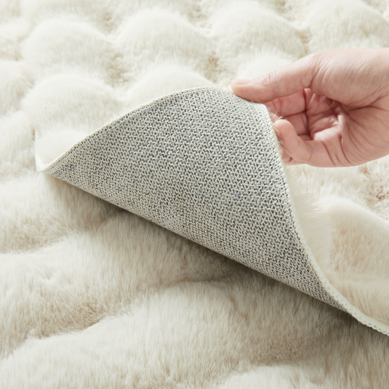 Modern Bubble Textured Shag Area Rug, Cream, Rectangle 120 x 170 cm