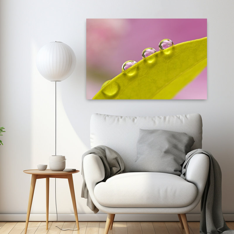 «Three Drops Delicate Minimalist Tranquil Nature Landscape Art», H 24 po x l 36 po