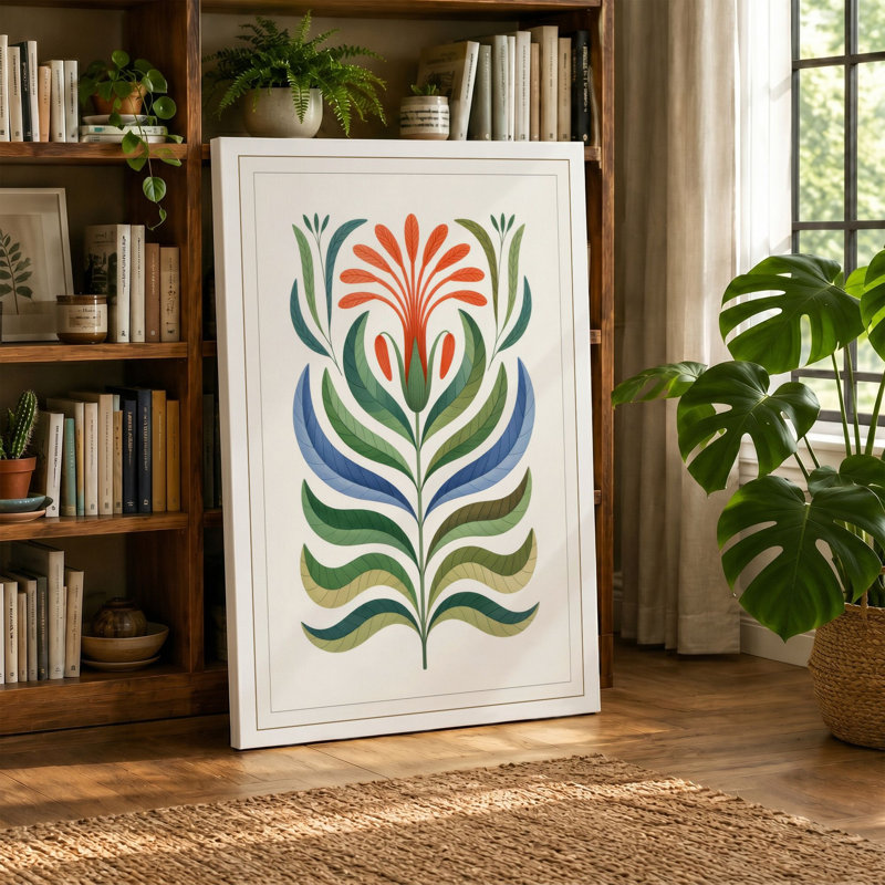 Symmetry in Bloom Botanical - Wrapped Canvas, 36x24 - 91.4 x 61.0 cm, Sage Border