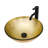 Gold-Foil Textured Tempered Glass Vessel Bathroom Sink With Black Faucet And Pop-Up Drain | Gift Idea-122712256
