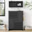 Multi-Functional Tipping Bucket Shoe Cabinet With Wall Cabinet, Space-Saving Design Foyer Cabinet With 2 Flip Drawers, Versatile Side Cabinet For Hallway-1038630220