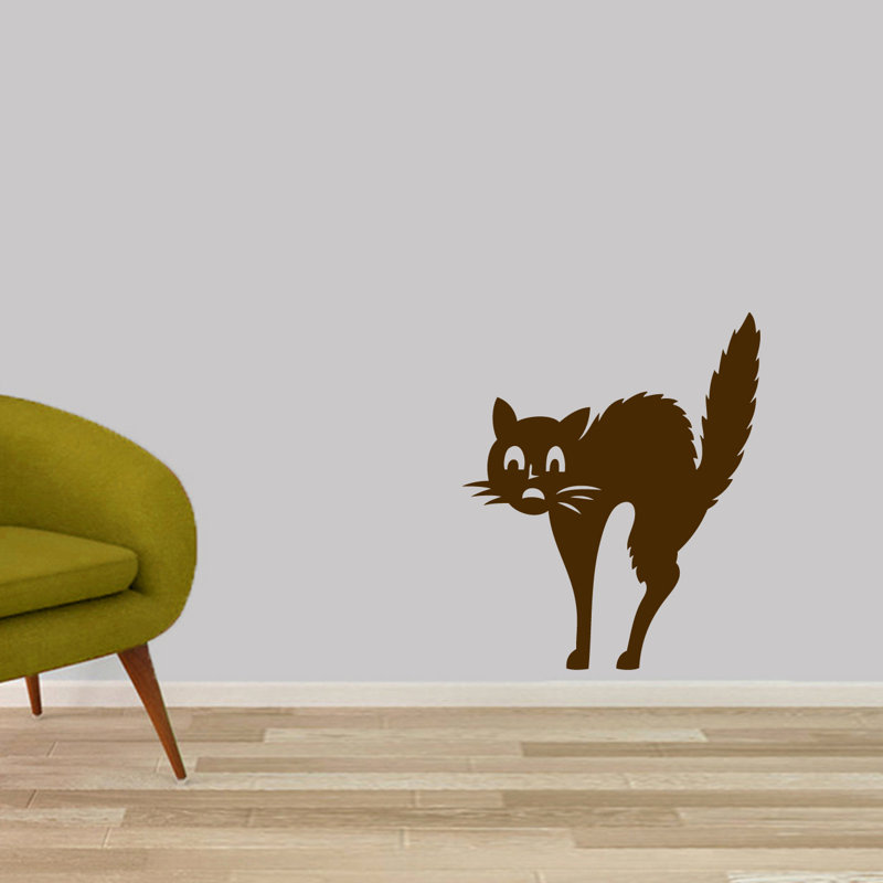 Décalcomanie murale effrayé-chat, Brun chocolat