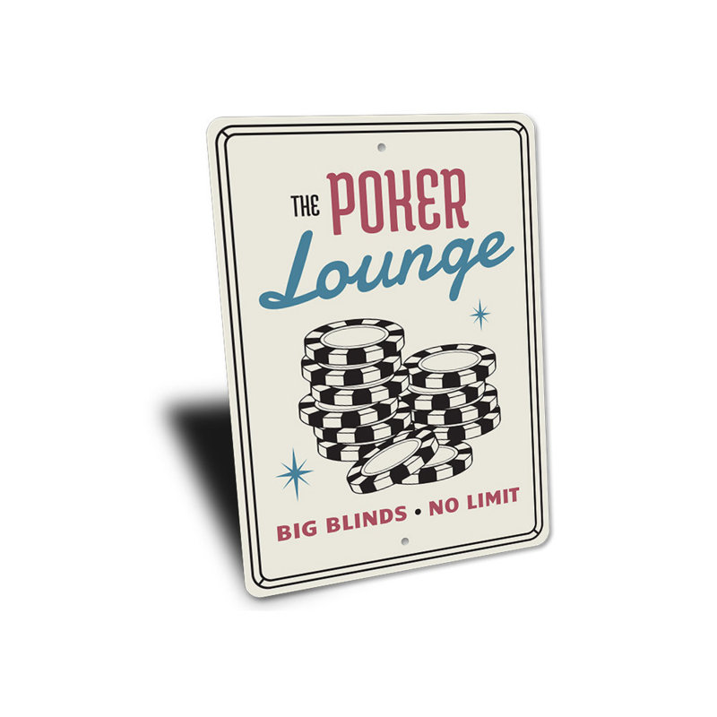 Plaque en aluminium The Poker Lounge, H 18 po x l 12 po x P 0,06 po