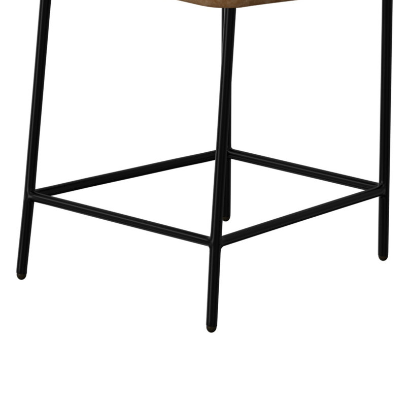 Chaise de bar Iffa, dossier ouvert, fer noir, cognac, Tabouret de comptoir (siège d'une hauteur de 24 p, Brun cognac