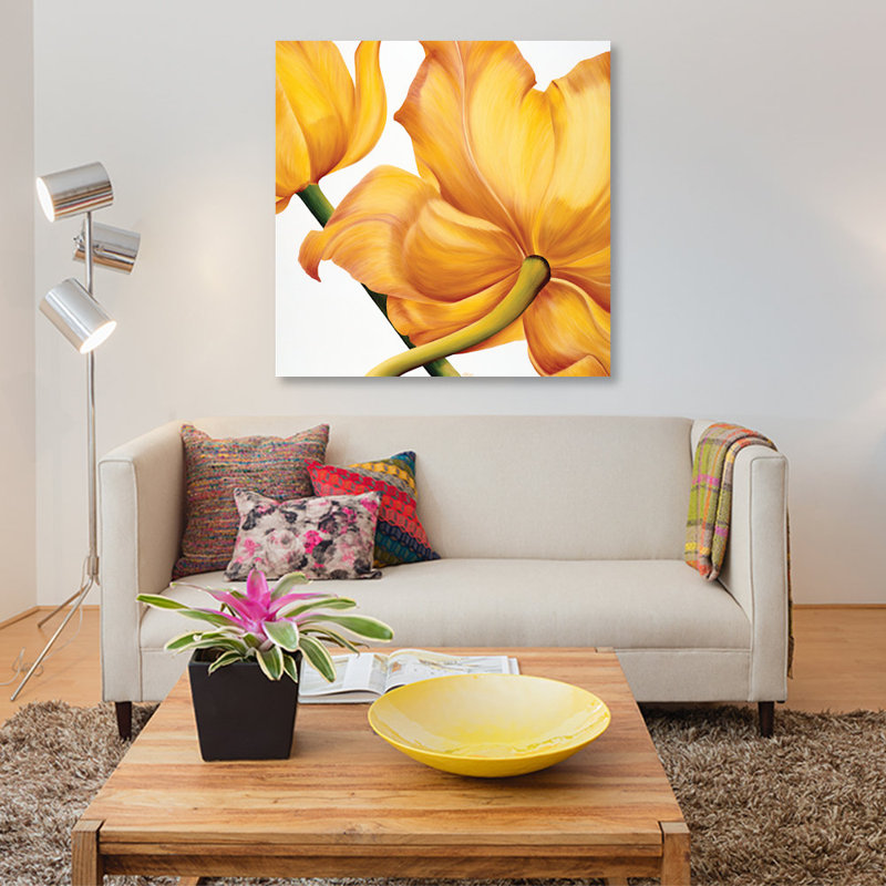 «King Yellow», impression sur toile, H 18 po x l 18 po x P 1,5 po, Pas de tapis, Toile avec cadre noir