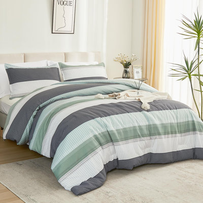 Andency Lightweight Stripes Bedding Comforter Set, Fluffy Down Alternative Bed Set