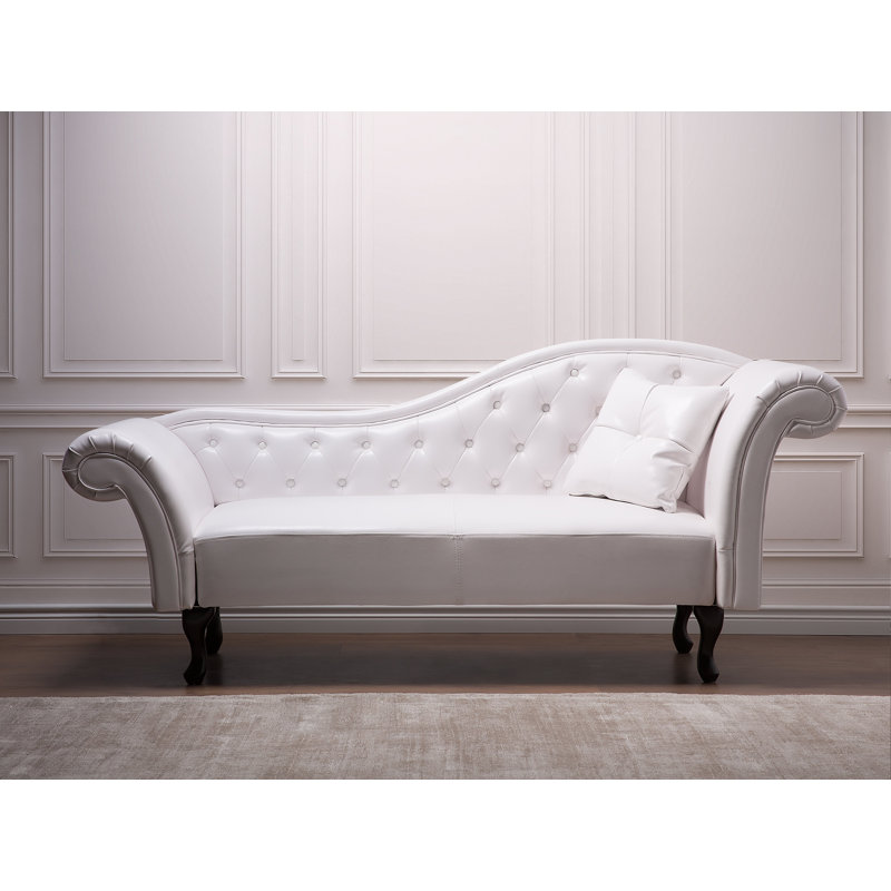 Ekstrom Faux Leather Chaise Lounge, White