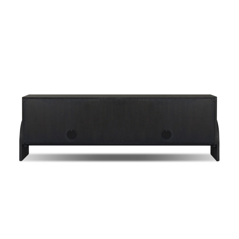 Cressida Media Console-Ivory Painted Linen, Black Linen