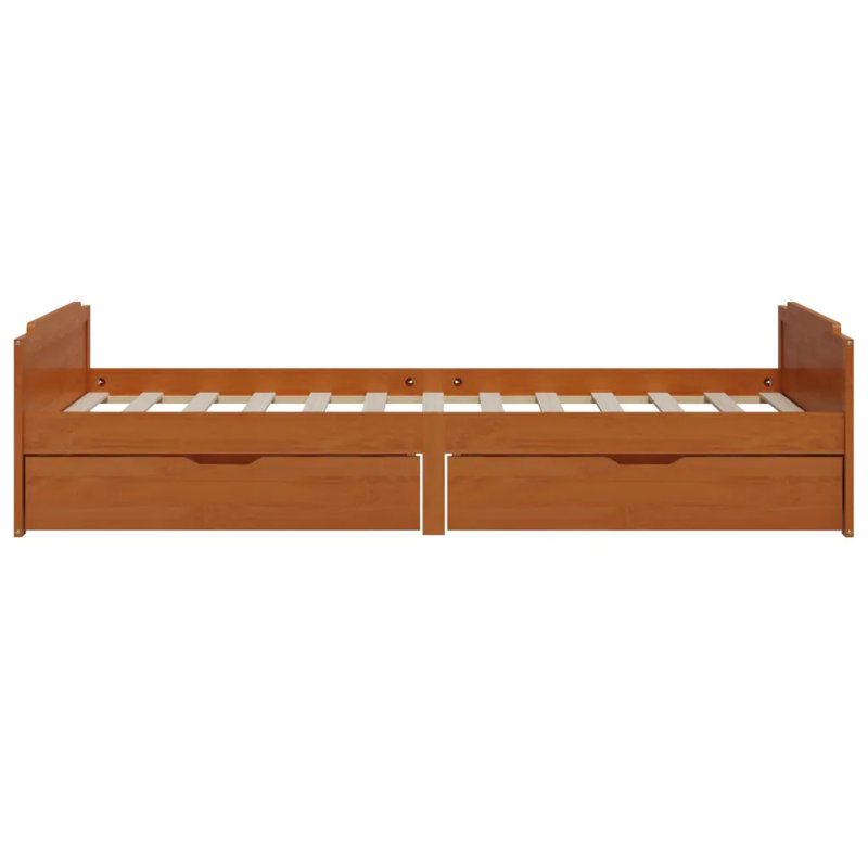 Addonis EU Single - 90 X 200 Cm Solid Wood Storage Bed, Honey Brown