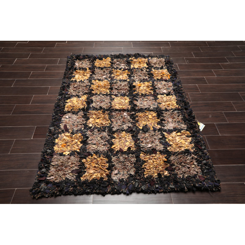 Tapis noir en coton crocheté à la main Stoutsville