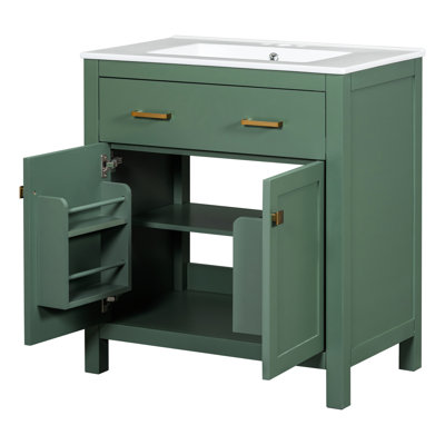 Bathroom Cabinet With Double Vanities, Gentle Doors, Fine Ceramic Finish - Elegant Product Spacious Interior, Sinks