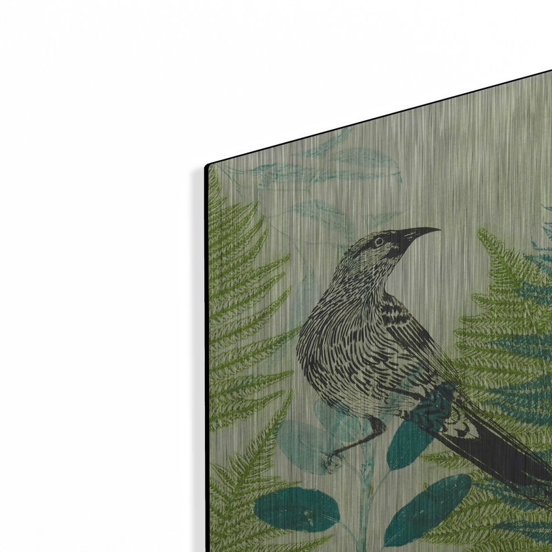 " Wattlebird Hiding In The Fernery " by Trudy Rice, 16" H x 12" W
