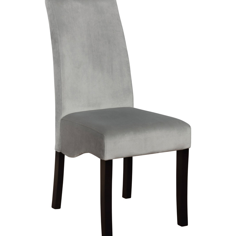 Ensemble de salle à manger 5 pièces gris et noir comprenant une table rectangulaire en bois avec une base à piédestal texturée et quatre chaises à assise rehaussée sculpturale de conception unique et rembourrées, pour la pièce