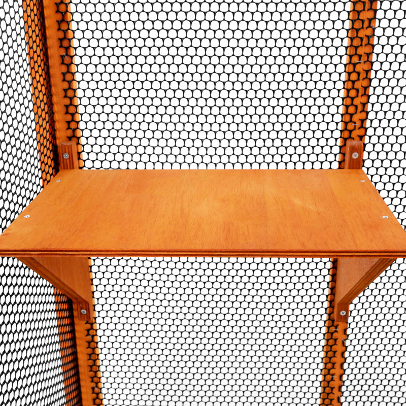 3 plateformes de saut amovibles avec toit imperméable - Toit de volière orange et planches rebondissantes