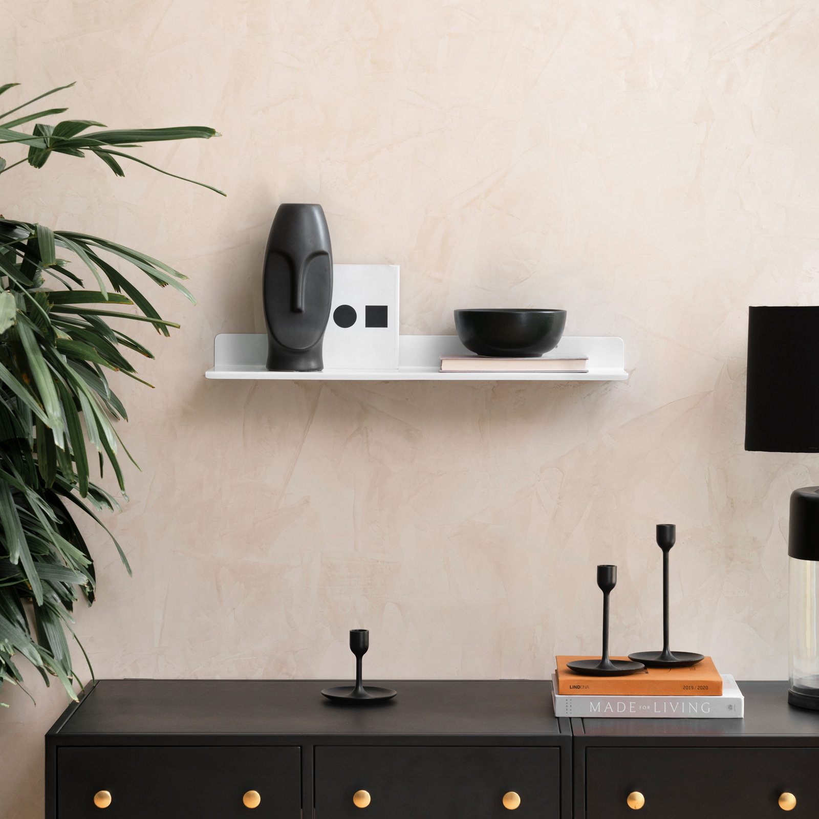 Maja Metal Wall Mounted Floating Display Shelf, 2" H x 24" W x 6" D, White