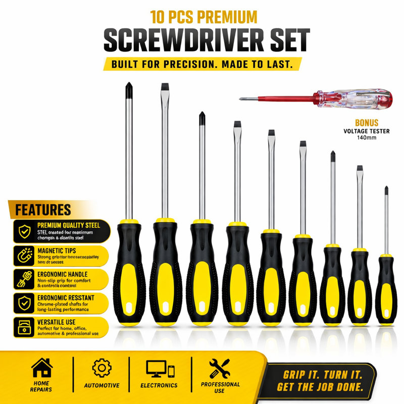 10 Piece Magnetic Screwdriver Set
