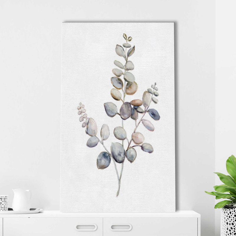 «Eucalyptus I» par Donna Brooks - Peinture, L 36 po x H 60 po, Toile tendue