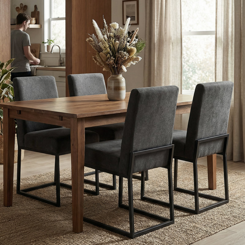  Ensemble de 4 chaises d'appoint 19,5 po en chenille, 4, Chenille grise foncée