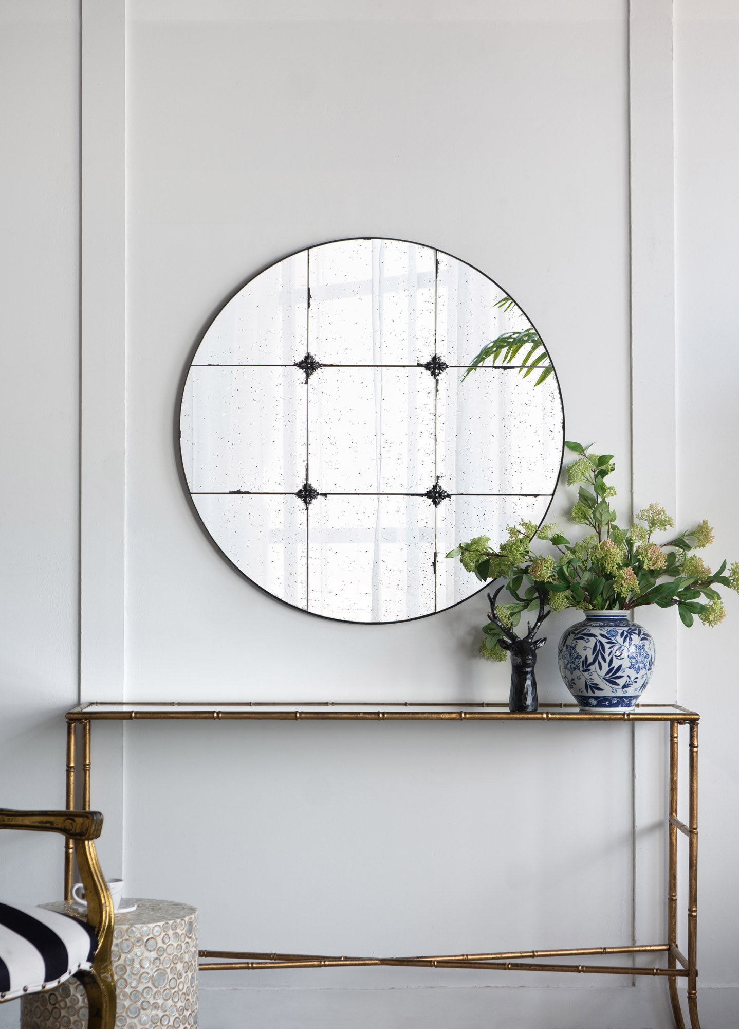 Latitude Run® Traditional Decor Style Round Antique Glass Wall Mirror