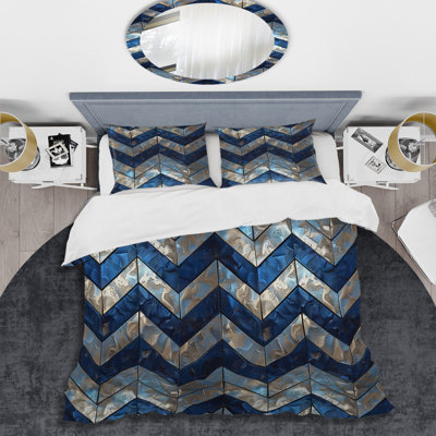 Ensemble de housse de couette transitionnelle Blue Chevron Glam