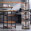 LED Corner Workstation, Home Office Computer Desk with Monitor Riser, Height Customisable Storage Shelf and Large Hanging Storage Bag for Remote Employees-1933127667-1933127669