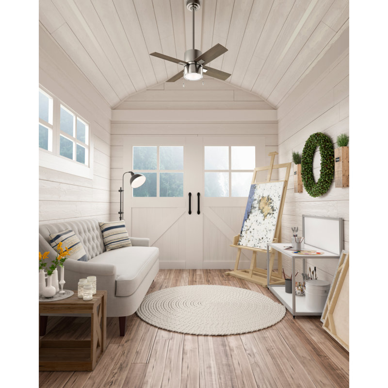 42" Beck 4 - Blade Standard Ceiling Fan with Pull Chain and Light Kit Included, Brushed Nickel