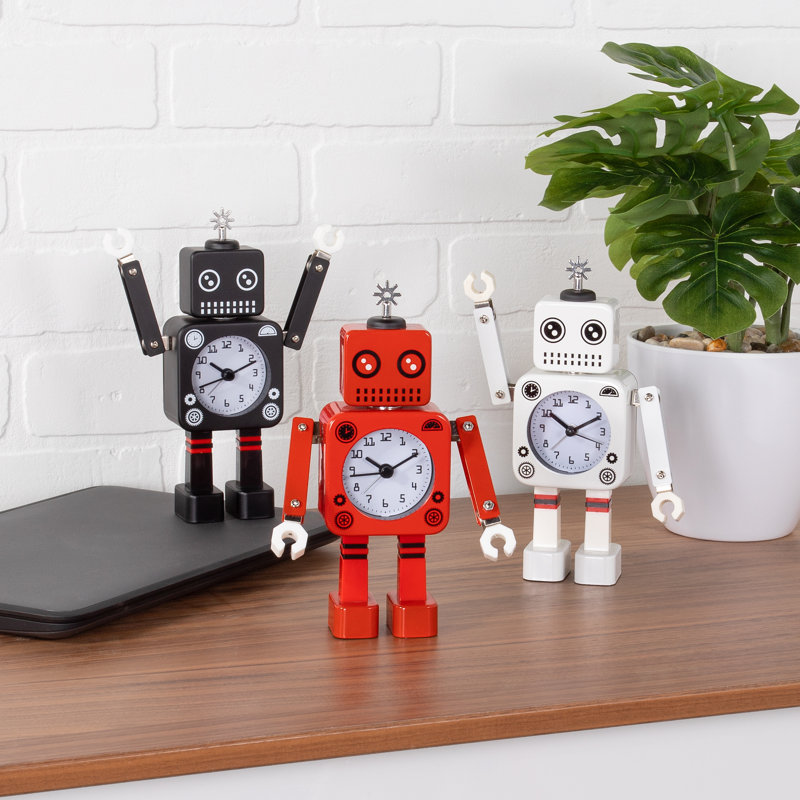 Robot Metal Alarm Clock, Red