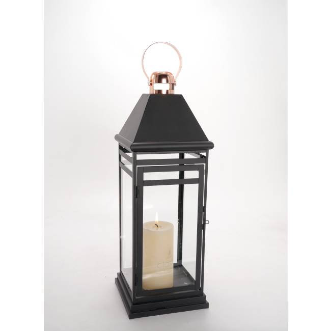 Black Metal & Glass Lantern