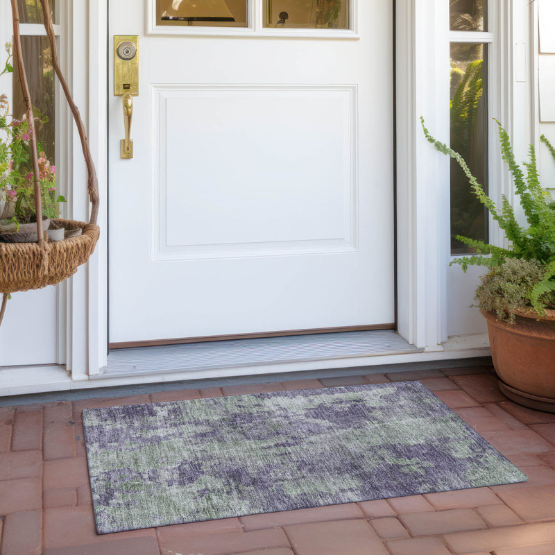 Tapis intérieur / extérieur lavable abstrait Folcroft, Rectangle 1 pi 8 po x 2 pi 6 po