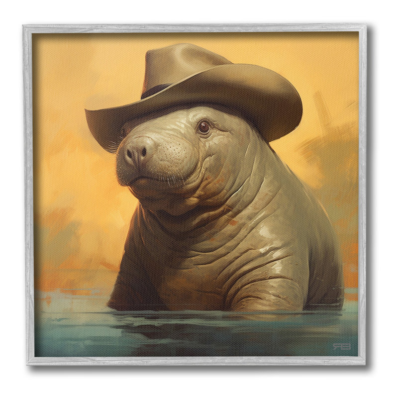 "Cadre de natation simple avec chapeau" par RB sur toile, Giclée encadrée blanc bord de mer, H 12 po x l 12 po