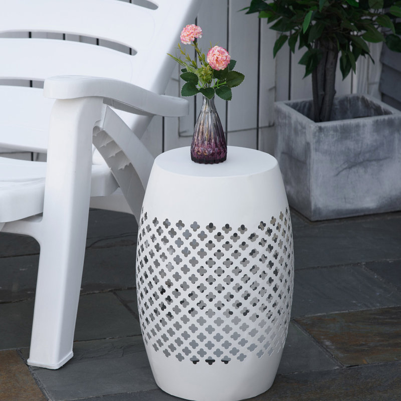 Table de bout en acier Outsunny, Blanc