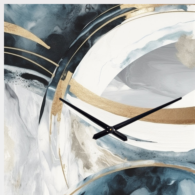 Horloge asymétrique en métal noir, fusion de marbre II - horloge asymétrique, Grand