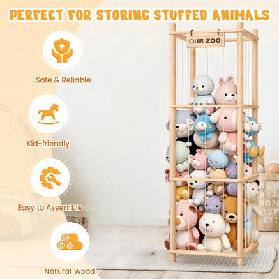 Rangement pour toutous, organisateur, porte-jouets en bois sur le thème du zoo pour chambres d'enfants, salles de jeux, chambres à coucher