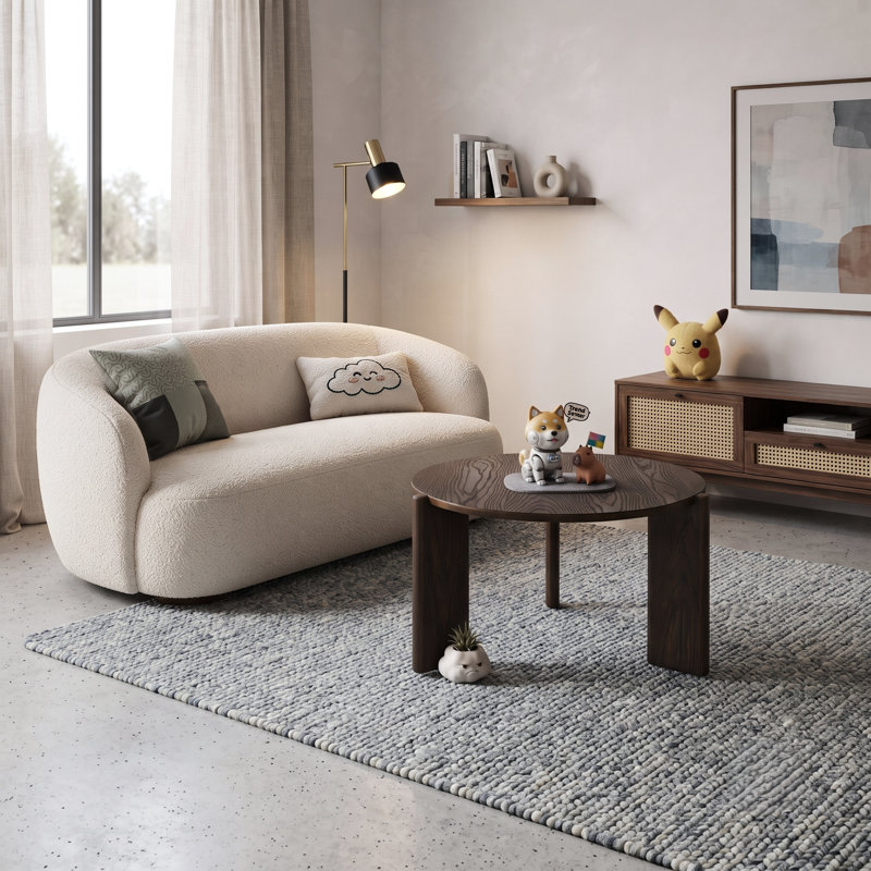 Claremont 30in Round Solid Wood Coffee Table Chunky 3-Leg Mid-Century Modern Circle Tea Table, Expresso