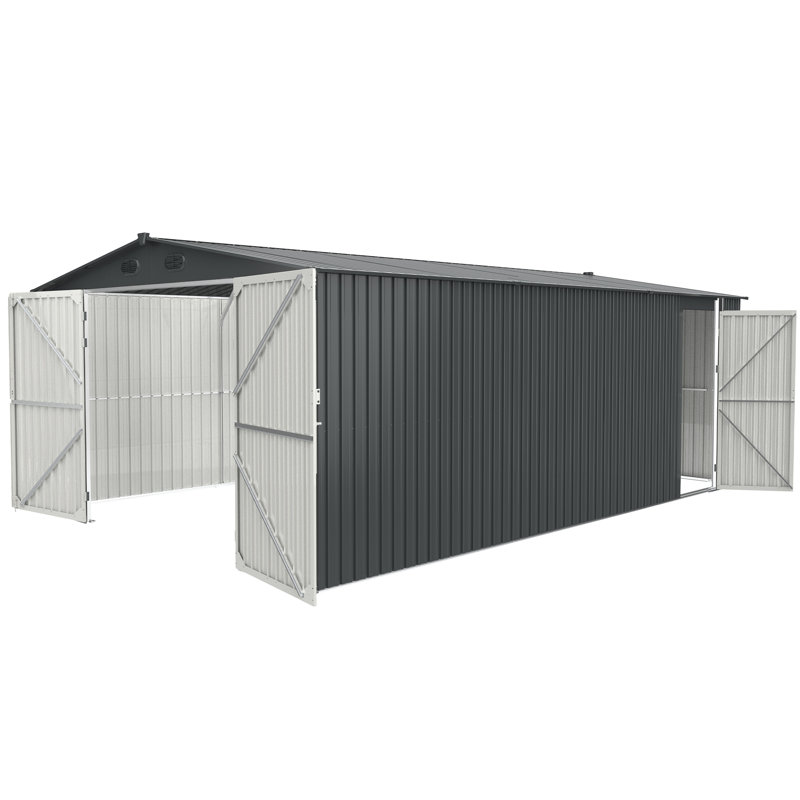 13 ft. W X 20 ft. D Outdoor Metal Storage Shed Garage Shed, Cool Gray