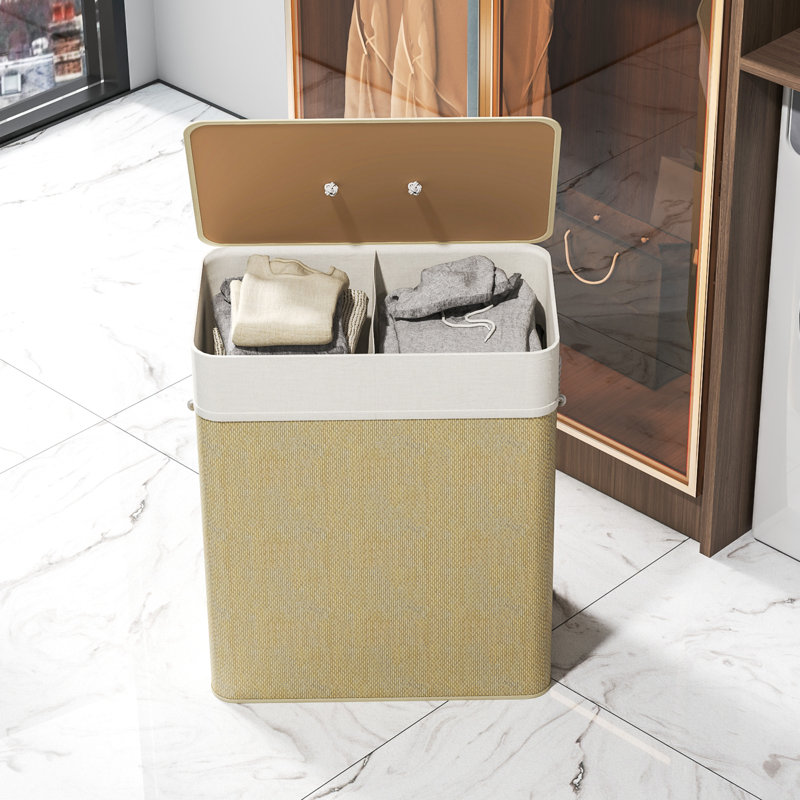 Bamboo Laundry Hamper, Cream White