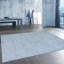 Tapis bleu rayé en laine / coton touffeté à la main 7 pi 9 po x 9 pi 9 po