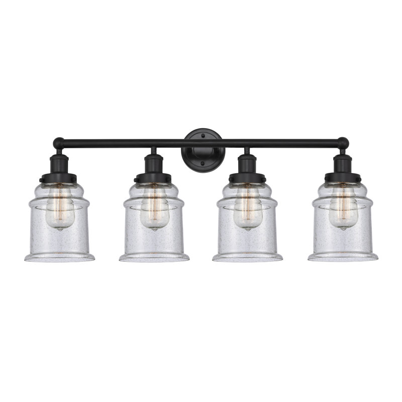 Éclairage pour meuble-lavabo de salle de bain 4 lumières Cailen de la collection Edison, Noir mat, Granuleux