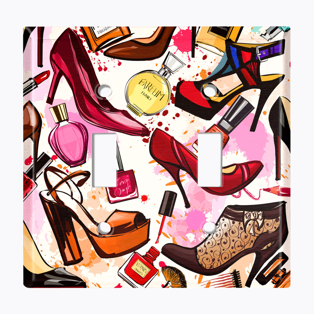 Patterned 2 - Gang Toggle Light Switch Standard Wall Plate WorldAcc