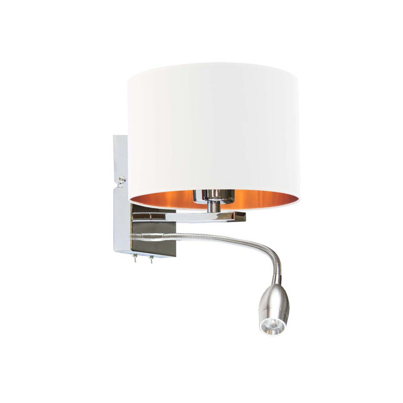 Schermerhorn Steel LED Armed Sconce, White, Nickel