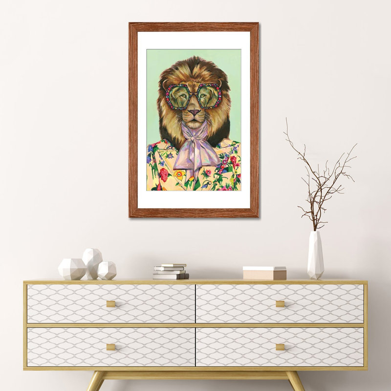 «Lion» par Heather Perry, impression sur toile tendue, H 24 po x l 16 po x P 1 po, Cadre bois classique