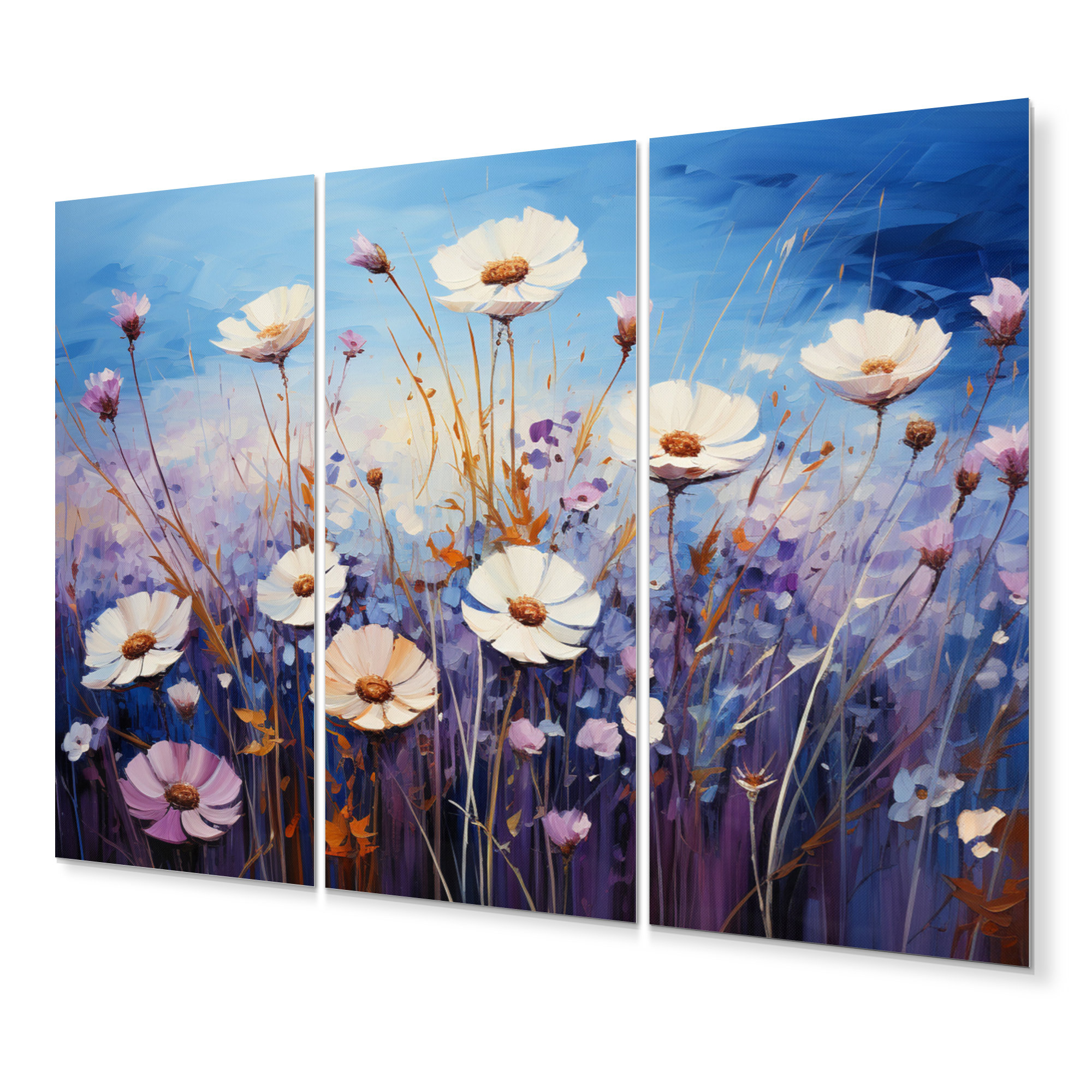 Design Art Blue Cornflowers Cascading III - Floral Metal Wall Decor Set ...