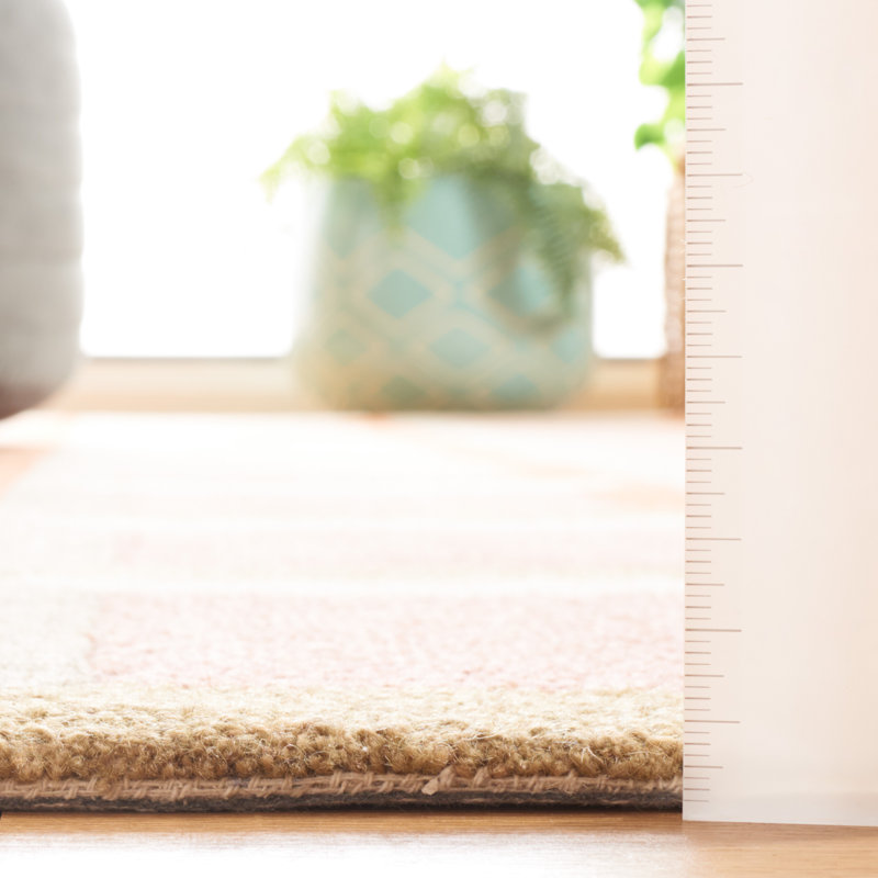 Nickelsen Hand Tufted Wool/Cotton Geometric Rug in Pink/Beige, Rectangle 4' x 6'