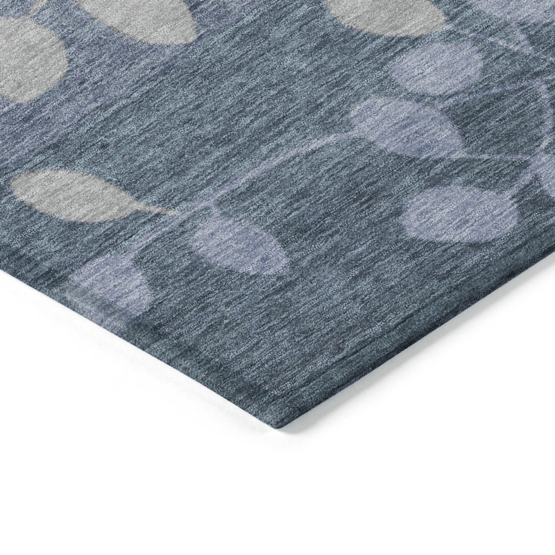 Machine Washable Indoor/Outdoor Xhevrie Denim Rug, Rectangle 10' x 14'