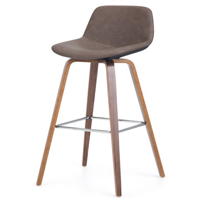 Randolph Upholstered Bentwood Mid-Century Modern Bar & Counter Stool with Chrome Footrest (Set of 2) by Simpli Home