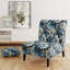 Fauteuil de chambre en velours bleu et blanc