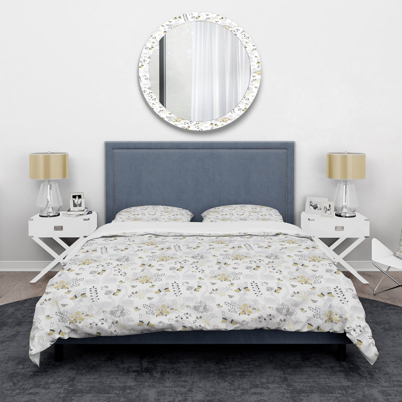 Hugans Swans and Little Birds - Ensemble de housse de couette moderne - Microfibre de polyester