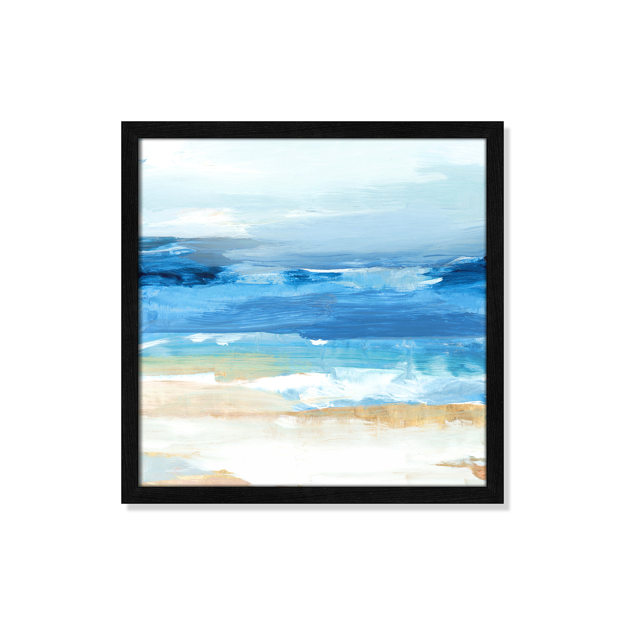 Surface Waves - Picture Frame Painting Print, 17" H x 17" W x 0.75" D, Black Framed