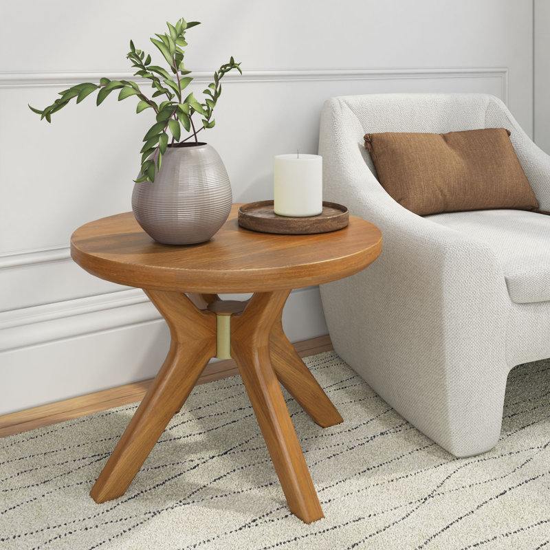 Marshana Cross Leg Round Coffee Table, Pecan